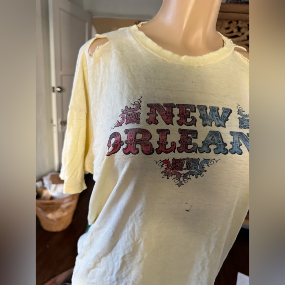 Perfectly worn in distressed New Orleans vintage short sleeve t-shirt